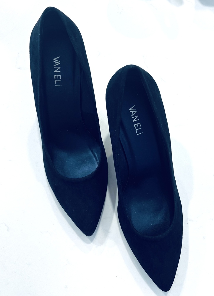 Navy Blue Suede Vaneli Classic High Heel Pumps Shoes, 9M, 3" Heels, Never Worn!
